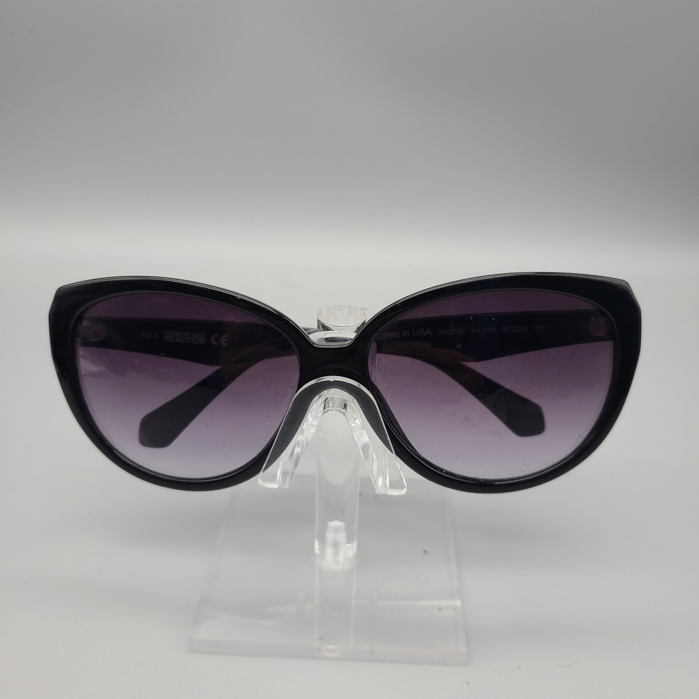 Kenneth Cole Reaction Black Butterfly Sunglasses Leopard Print Arms KC2738 01B